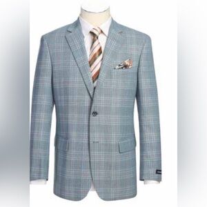 Men's Teal Plaid Blazer